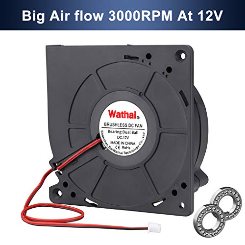 Wathai 120mm x 32mm Brushless Cooling Blower Fan 12V DC Centrifugal Fan | Dual Ball High CFM Replacement Fan for DIY Coolling or Inflatable - style: 120mm 12V 2Pin