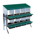 GarveeHome 2-Tier Chicken Nesting Box, 8 Compartment Metal Chicken Laying Boxes with Waterproof Roof ＆ Removable Trays for Hens, Poultry，Easy Egg Collection - color: Green, size: 47.2"L x 17.7"W x 35.4"H
