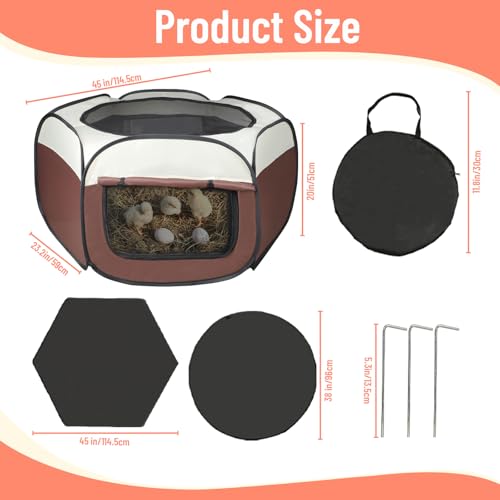 Chicken Brooder Box for Chick Starter Kit - 2026 Upgrade Double Door Chicks Brooder Pen/Chickens Playpen/Chick Tent Baby Chickens Supplies Up to 15 Baby Chicks,Duck,Quail - color: brown 2