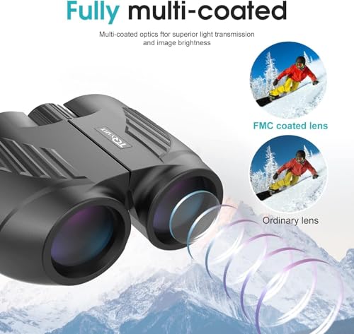 20X25 Compact Binoculars for Adults,Large Eyepiece Waterproof Binocular,Easy Focus Small Binoculars for Bird Watching,Hiking and Concert,Black