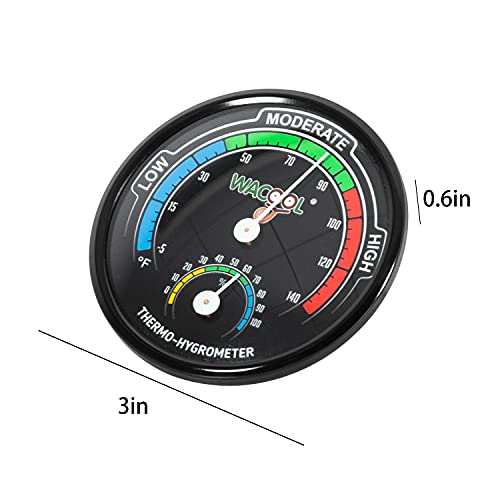 WACOOL Mini Analog Thermometer Hygrometer 2 Pack, Dial Temperature Humidity Gauge Terrarium Thermometer Celsius and Fahrenheit, Night Luminous
