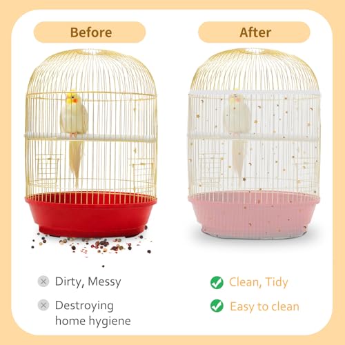 Bird Cage Seed Catcher, 45-90'' Adjustable Bird Cage Cover, Universal Nylon Bird Cage Mesh Net, Bird Cage Skirt Guard Accessories for Parrot Parakeet Macaw Round Square Cage (White) - color: White, size: Small