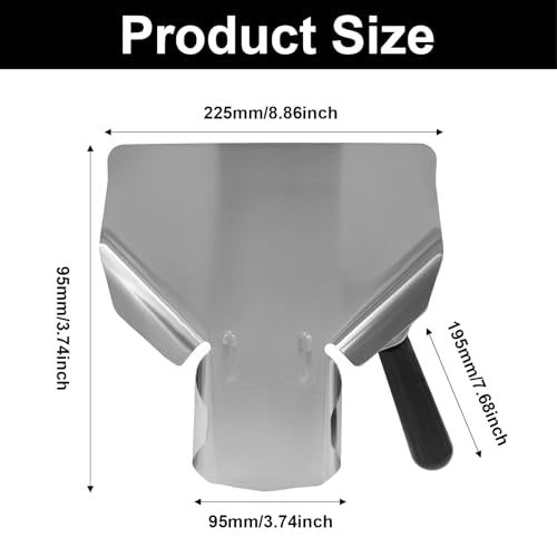 Stainless Steel French Fry Popcorn Scoop Right Handle | Multipurpose Utility Scooper, Quick Filling Bags & Boxes, Perfect for Fries, Snacks, Desserts, Stable and Easy to Clean