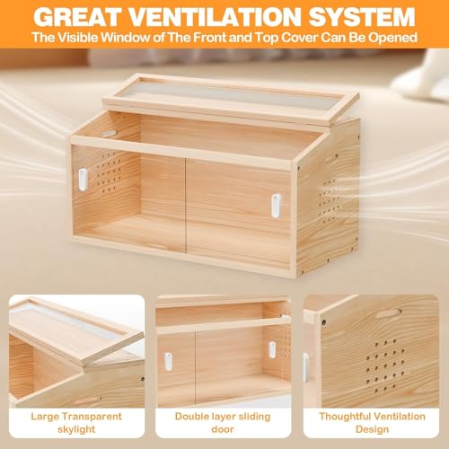 Brooder Box for Chicks 32x16x16'' with Heating Plate & Sliding Door Brooder Heater for Chick Brooder Indoor Accommodates Up to 15 Chicks Ideal for Chickens Ducks Quails Hamsters Wooden - size: 31.5 x15.7 x15.7''