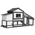 GUTINNEEN Chicken Coop with Wheels Mobile Outdoor Hen House Weatherproof Duck Cage with Large Nesting Box, Leak-Proof Tray, UV-Resistant Roof for 2-4 Chickens (Black & White) - color: Black & White