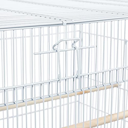 Topeakmart 30-inch Flight Bird Cage for Parrots Finches Budgies Cockatiels Parakeets Lovebirds Canaries with Slide-Out Tray, White - color: White