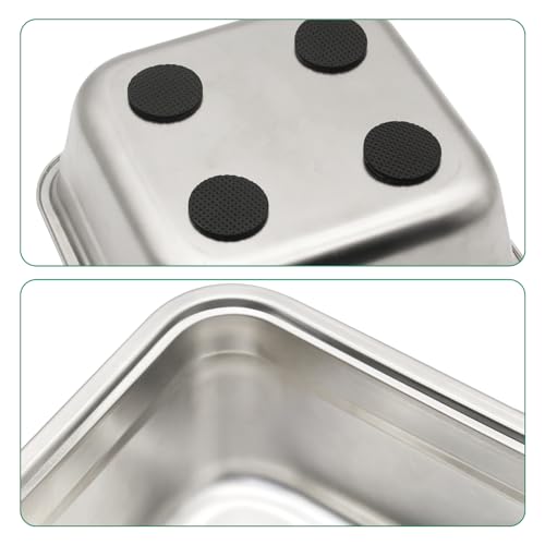 Dog Bowl Stainless Steel Water and Feed Dish with Non-Slip Pads (0.85Gal-1 Set) - size: 0.85Gal-1 Set