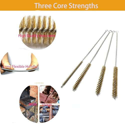6pcs Brass Tube Pipe Cleaners Brush Set 0.3"-1" | Tube & Metal Pipe Cleaner , Small Round Bristle Brushes for Cleaning Engine Parts, Bottles & Bore - Heavy Duty Cleaning Kit
