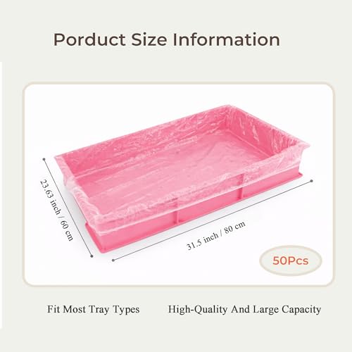 50 Disposable Cage Tray Liner Bags for Small Animals & Birds | Pull-Over Tray Fit | Durable Mess Hold | Quick Disposal | Less Cleaning Burden | Small Pet & Bird Cages - size: S(23.6 x 31.5'')