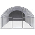 Galvanized Steel Chicken Coop 9.8x32.8x6.6 ft Large Outdoor Enclosure for Hens Ducks with Polyethylene Roof - size: 9.8' x 32.8' x 6.6'