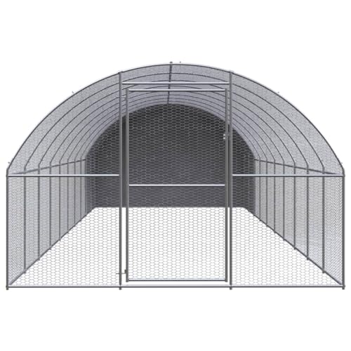 Galvanized Steel Chicken Coop 9.8x32.8x6.6 ft Large Outdoor Enclosure for Hens Ducks with Polyethylene Roof - size: 9.8' x 32.8' x 6.6'