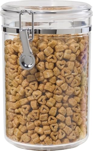 Oggi Medium-Sized Clear Canister with Clamp Lid, 61 oz - Large Airtight Food Storage Container, for Kitchen & Pantry Storage of Bulk, Dry Foods, Pasta, Flour, Sugar, Coffee, Rice, Tea, Spices & Herbs - size: 61-Fluid Ounce