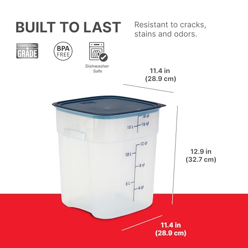 Cambro FreshPro 18 Quart (QT) Food Storage Container with Lid (Restaurant Grade) - for Food Prep, Commercial Kitchen, Pet and Dog Food Container (Translucent) - size: 18 Quart