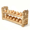 Egg Holder Countertop - Wooden Fresh Eggs Storage for Counter - Pine Wood Egg Organizer Tray Racks - size: 2A