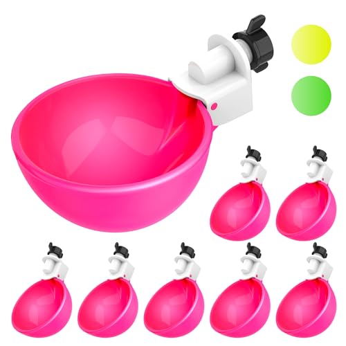 Lil'Clucker - Large Automatic Chicken Waterer Cups Suitable for Ducks, Geese, Turkeys, and Bunny Rabbit - Water Feeder Kit - Poultry Waterer (Pink, 8 Pack) - color: Pink, size: 8 Pack