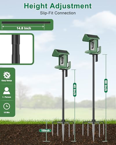 Bird Feeder Pole – 60 Inch Height Bird House Pole with 1-Inch Dia Heavy Duty for Birdfeeders, Feeding Stand with Mount Kit for Outdoor, Slip-Fit Connection, Black - color: Black, size: 60 Inch