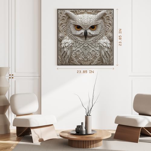 Owl Puzzles for Adults 1000 Pieces, Nature Animal Bird Unique Carved Art Puzzles, Impossible Hard Challenge Jigsaw Puzzle - style: White Owl Puzzles Puzzles