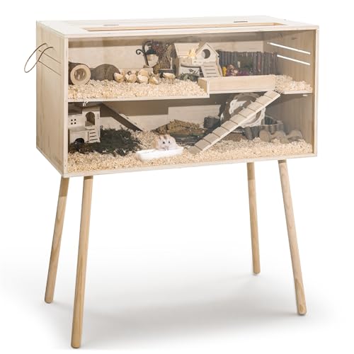 Pine Small Animals Houses&Habitats Chewproof, 40" Pine Guinea Pig Cage Hamster Cage for Small Animals (40" Large, High-Legged Stick) - size: 40.0"L x 20.0"W x 20.0"H