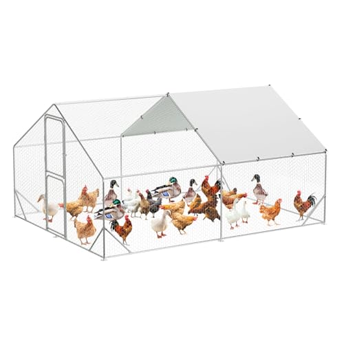 13.1' L x 9.8' W x 6.6' H Large Metal Chicken Coop, Outdoor Chicken Run with Cover and Double Door for Backyard Farm Yard - size: 157.2"L x 117.6"W x 79.2"H