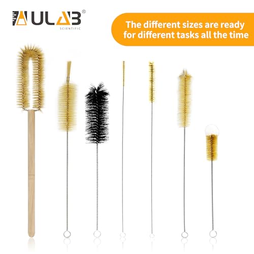 ULAB Scientific Lab Cleaning Brush Set, 7 Sizes for Different use, one Beaker Brush, one Buret Brush, one Cylinder Brush, Four Tube Brushes, UCB1001