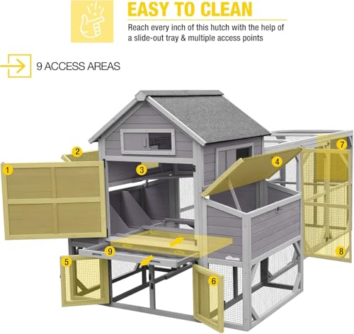 Aivituvin Large Chicken Coop 118" L Hen House Duck Cage for 8-10 Chickens 41.3 ft² with Spacious Run, 6 Nesting Box, 6 Raised Perches - size: 118.1"L x 53.5"W x 49.5"H