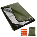 Insulated Tarp, Multipurpose Emergency Thermal Tarps, Waterproof All Weather Heavy Duty Heat Reflective Survival Blanket for Camping Hiking, Green - color: Green 83''x59''