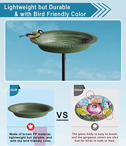 Koutemie Bird Bath for Outside 1-¼ Gallon Detachable, Deep Green, 29 Inch | Hummingbird Baths Feeders for Outdoors, Garden Freestanding Birdbath & Birdfeeder Bowl with Metal Stake for Garden Patio Yard - color: Green