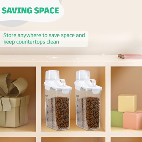 Dog Food Container, 3-5 Lb Dog Food Storage Containers with Airtight,Thicken the Lid, Large Pour Spout Cat Food Container with Measuring Cups,Portable Travel PetFood Storage Container (White) - color: White-narrow spout