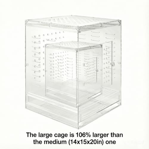 Clear Acrylic Bird Cage for Small Birds, Transparent Display Habitat for Canary, Parakeet - Easy to Clean & Assemble (18x20x24in) - size: 20.0"L x 18.0"W x 24.0"H