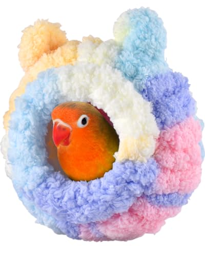 KATUMO Bird Nest, Conure Breeding Nest Parrotlet Snuggle Hut Canary House Bed for Conure Lovebird Canary Finch Coneshape Birds Hamster Small Pets - size: S (Pink)