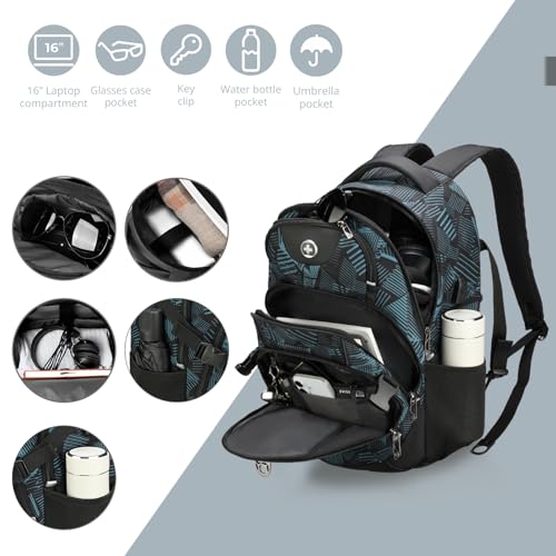 Swissdigital Laptop Backpack with USB Charging Port, Travel Backpack Fits 15.6 inches Computer, 31L Backpack for Men, Dark Green | SD803-96 - color: Dark Green