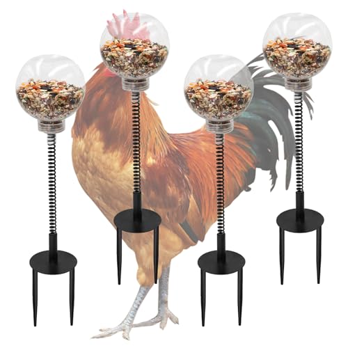 Oooct 4 Pack Chicken Peck Toy - Chicken Enrichment Toys with Swing Feeder & Slow Feeder for Hens, Ducks, Parrots - size: 4 Pack