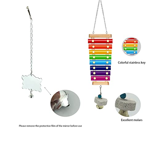 6 Packs Chicken Toys for Coop Accessries, Chicken Swing Toys for Chicken Hens, Chicken Xylophone Toys and Mirror, Vegetable Hanging Feeder, Veggies Skewer