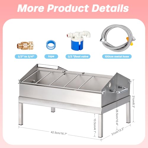 2 in 1 Automatic Chicken Waterer and Feeder | Stainless Steel Chicken Water Feeder With Float Valve, Poultry Water Dispenser for Duck Turkey Quail Pigeon, Easy to Clean
