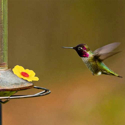 16 Pieces Hummingbird Feeders Replacement Flowers Yellow Pet Replacement Bird Feeder Replacement Parts with 2 PCS Brush Feeding Ports Bee Guards for Hummingbird Feeders for Outdoors Hanging Feeder