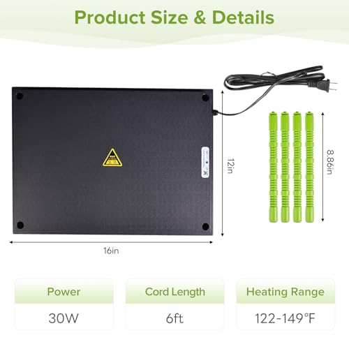 Tetuga Brooder Heat Plate 12 X 16” Chick Heating Plate Warm Up to 40 Chicks | Chicken Heater Plate with Adjustable Height & Angle, Energy-Efficient 30W Chick Warmer Safer Than Brooder Lamp - size: 12x16 Inch