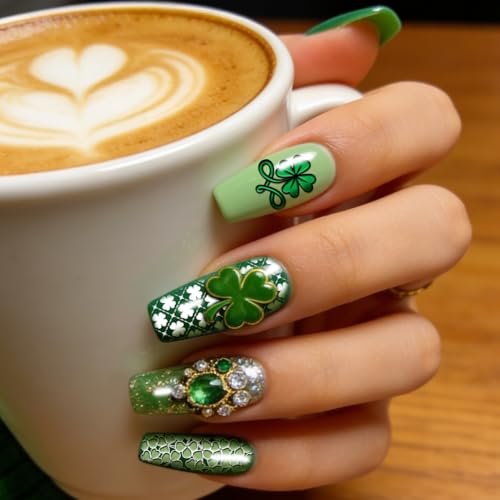 PH PandaHall 3pcs St. Patrick's Day Nail Stamping Plates, Lucky Shamrock Clovers Nail Art Templates Stainless Steel Image Plate Stencils with Tool for Women DIY Print Manicures Salon Design Supplies - style: St. Patrick's Day