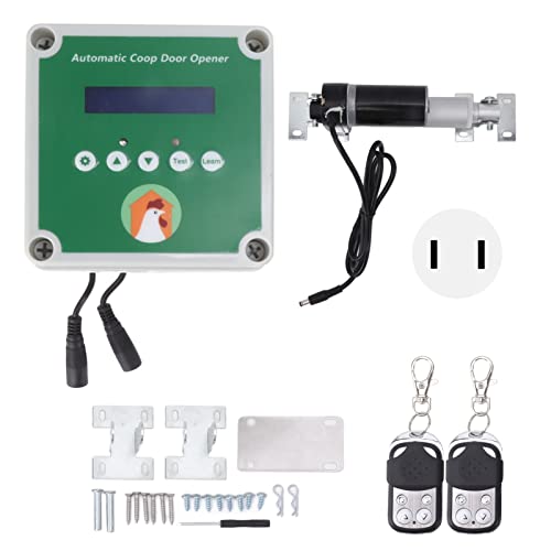 Linear Actuators for Automatic Chicken Coop Opener DIY with Timer, Electric Aviary Door Motor Kit with Programmable Remote Control with Light Sensor (Plug