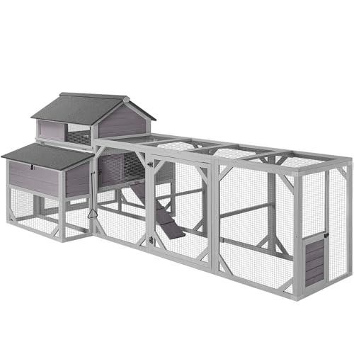 Aivituvin Large Chicken Coop 118" L Hen House Duck Cage for 8-10 Chickens 41.3 ft² with Spacious Run, 6 Nesting Box, 6 Raised Perches - size: 118.1"L x 53.5"W x 49.5"H