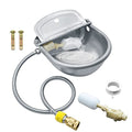 Automatic Animal Drinking Water Bowl, 304 Stainless Steel Waterer for Dog Horse Goat Pig Cow, Livestock Water Trough Dispenser with Pipe Hose, 2 Float Valves, Quick Connecter, Expansion Bolt
