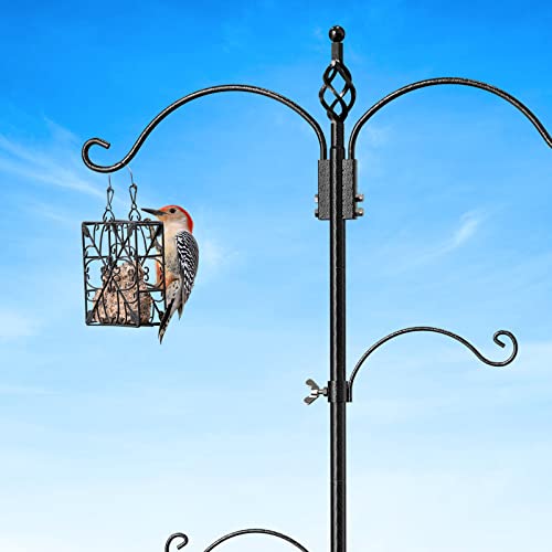 Bird Feeding Station Feeder Pole - Multi Hook 63 inches Stand for Watching Attracting Wild Bird Outdoor Hanging Pole by Highpro, 5-Prong Anchor Base - size: 63 Inch