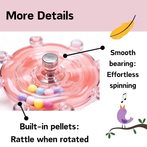 Spinning Bird-Toys Bird Cage Toys & Bird Perch Parrot-Parakeet Budgie Cockatiel Conure Macaw Chicken Parrot Enrichment Cage Accessories Small Animal Chewing Toy (Pink Wheel) - color: Pink Wheel