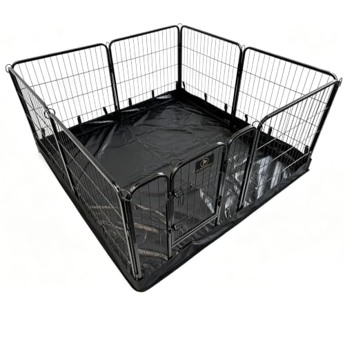 PJYuCien Puppy Playpen Plus Storage Bage with Bottom, 8 Panels 24" H | Heavy Duty, Dog Fence for Small Dogs, Foldable Square Pen, Indoor, Outdoor, Backyard Pasture, Camping, Protects Floors - style: 8-Panels 24.0"W