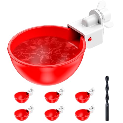 Chicken Waterer Cups, Automatic DIY Chicken Water Bowl 7 Pack | Chicken Flock Waterer Cups with 3/8'' Hole Saw for Bucket, Trough, Easy Install - size: 7 Pack
