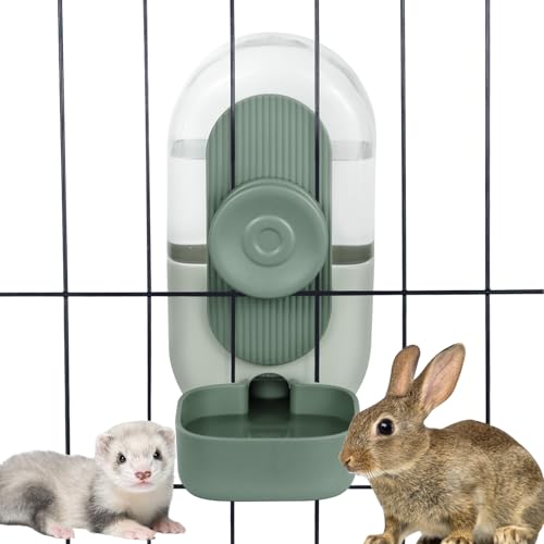 Lemtrflo 28oz Rabbit Water Bottle Dispenser, Bunny Cage Water Bowl | Suitable for Rabbits, Guinea Pigs, Ferrets, and Other Small Pets - color: Green