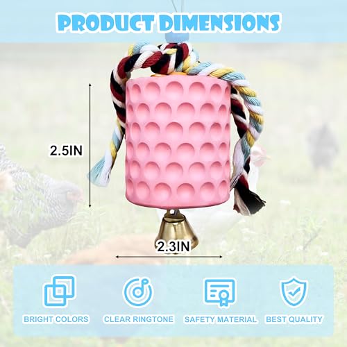 Chicken Toys,Bird Beak Grinding Stone,Chicken Coop Accessories,Chew Treats Toy with Bell for Chicken, Hens, Turkeys,Ducks,Birds,Poultry(Pink) - color: PINK
