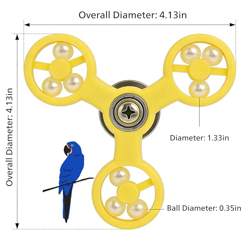 Spinning Bird-Toys Bird Cage Toys & Bird Perch Parrot-Parakeet Budgie Cockatiel Conure Macaw Chicken Parrot Enrichment Cage Accessories Small Animal Chewing Toy (Yellow Spinner) - color: Yellow Spinner