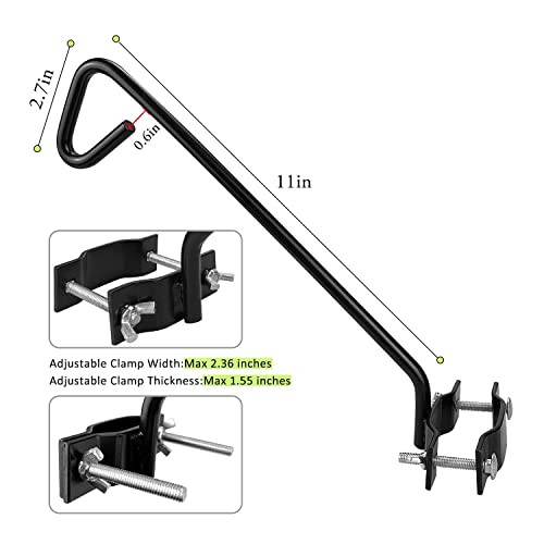 2 Packs 11 Inch Fence Deck Hook Rail Hanging Mounting Kit Heavy Duty Bird Feeder Hook Decorative Hanger for Bird Feeders Planters Suet Baskets Lanterns on Balcony Porch Railing Fence - size: 11in Long Fence Hook-2 Packs