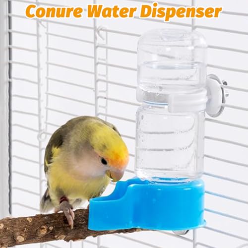 BNOSDM Automatic Bird Water Dispenser 2 Pcs No Mess Parrot Cage Water Feeder Drinker Suspended Bird Drinking Device Parakeet Cage Accessories for Budgies, Cockatiel, Conure, Canary, Finch (Blue) - color: 2 Pcs Blue Automatic Bird Water Dispenser