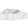 UDPATIO Large Metal Chicken Coop Walk in & Run– Heavy Duty Outdoor Poultry Run with Protective Cover for 25-35 Chickens, Ducks, or Rabbits | Predator-Proof & Weather-Resistant | Double Feed Door UV-Resistant Cover Heavy Duty Outdoor Cage for Bird Duck Rab